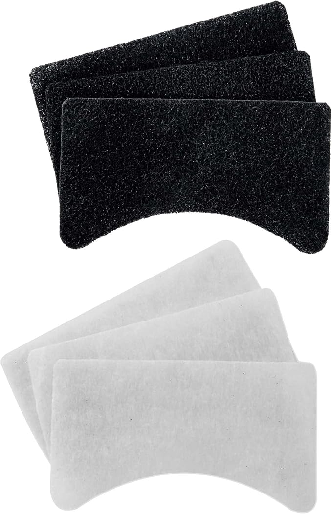 OVENTE 1.5 Liter Electric Deep Fryer FDM1501BR Charcoal and Oil Vapor Replacement Filter Set Pack of 3, White and Black ACPFDM1503