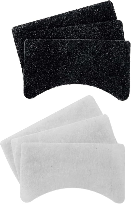 OVENTE 1.5 Liter Electric Deep Fryer FDM1501BR Charcoal and Oil Vapor Replacement Filter Set Pack of 3, White and Black ACPFDM1503