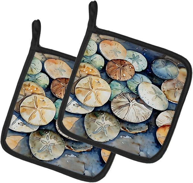 Caroline's Treasures Sand Dollars Pair of Pot Holders Kitchen Heat Resistant Pot Holders Sets Oven Hot Pads for Cooking Baking BBQ, 7 1/2 x 7 1/2