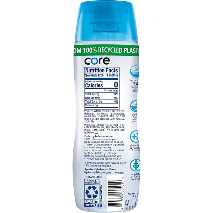 CORE Hydration Perfect 7.4 pH Nutrient Enhanced Water, 20 Ounce (Pack of 24)