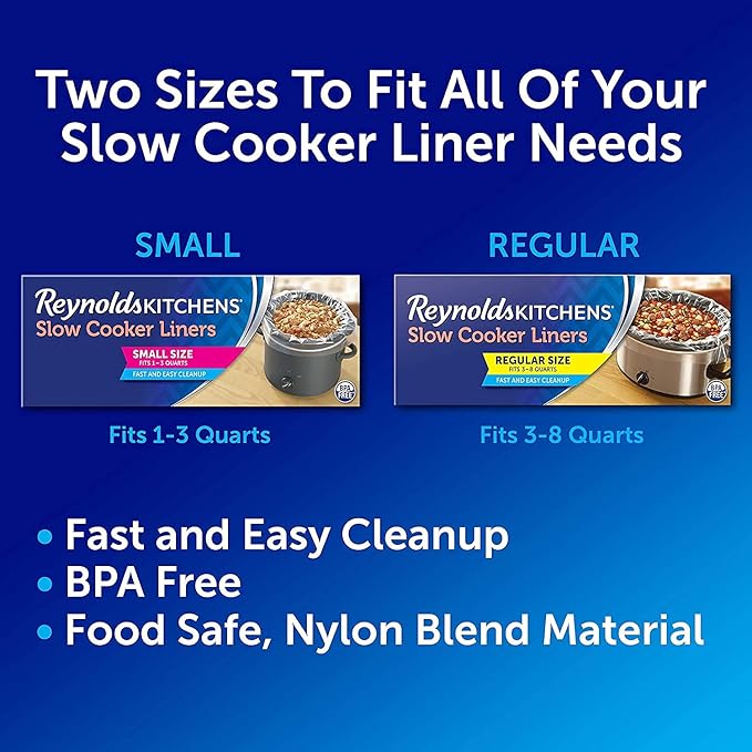 Reynolds Kitchens Slow Cooker Liners, Regular (Fits 3-8 Quarts), 20 Count (Pack of 2)