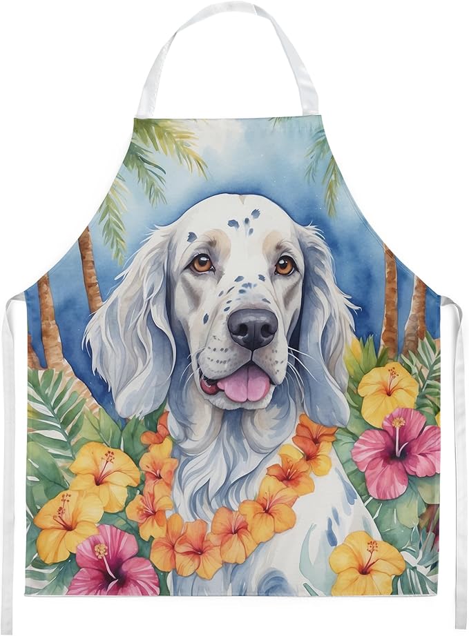 Caroline's Treasures English Setter Luau Apron Cooking Kitchen Server Baking Crafts Gardening for Adult Women Men, Unisex, Large, Multicolor