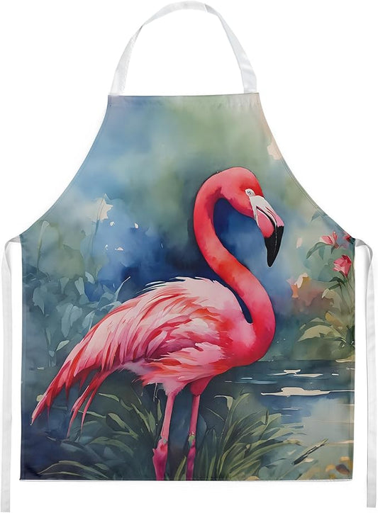 Caroline's Treasures Flamingo Apron Cooking Kitchen Server Baking Crafts Gardening for Adult Women Men, Unisex, Large, Multicolor