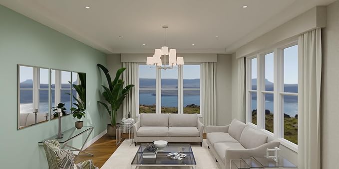 Quoizel Gallagher 2-Tier Chandelier, 32 Inch 9-Light Brushed Nickel Hanging Ceiling Light Fixture, Max Adjustable Height 57", Modern Industrial Design for Dining, Living Room, Kitchen or Office