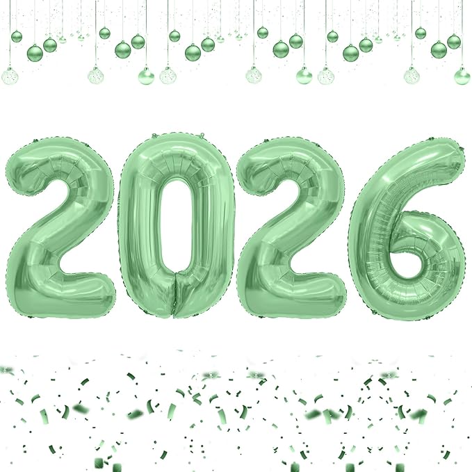 2026 Balloons, 2026 Number Balloons, 40 Inch Large Foil Graduation Balloon 2026 Numbers for Graduation Decorations Class of 2026, Birthday, Anniversary, New Year Eve Party Decoration, Olive Green