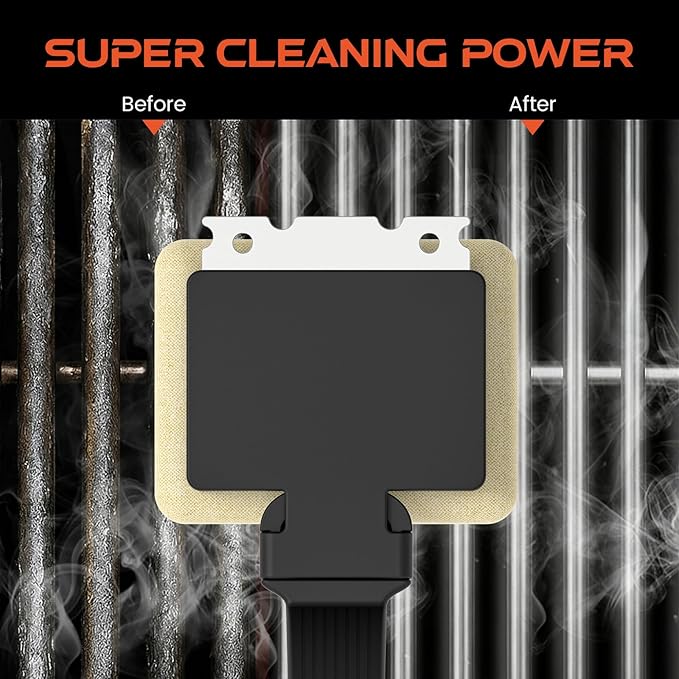 Bristle Free Grill Brush and Scraper, 14 Inch Steam BBQ Cleaner with 3 Replaceable Heads, Heavy Duty Cleaning Tool for Gas, Charcoal, Electric and Kettle Grills