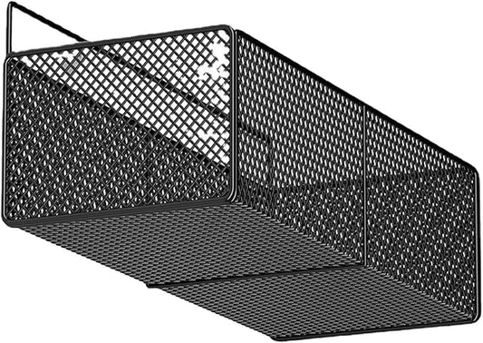 Hanging Wall Basket, Sturdy Iron Wire Mesh Wall Mounted Storage Rack with No Drill Installation for Kitchen Bathroom Home Organization (M)