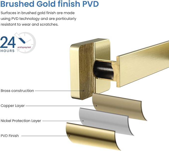 KIBI Blaze 10-Inch Bathroom Towel Bar – Solid Brass, Wall Mounted Hand Towel Holder, Sleek Modern Design, Rust-Resistant, Perfect for Bathroom, Vanity & Kitchen Sink Area (Brushed Gold) (KBA16)