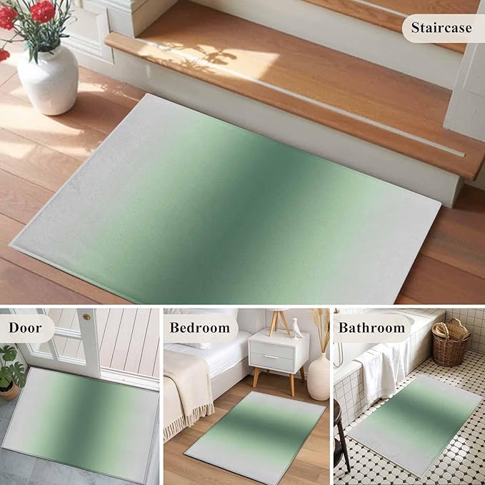 Area Rug 2x3ft, Rat Tail Green Gray Gradual Washable Rugs for Living Room Bedroom, Abstract Art Soft Non-Slip Area Rugs Rectangle Floor Carpet for Dining Room