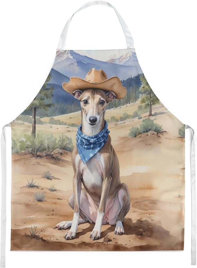 Caroline's Treasures Greyhound Cowboy Welcome Apron Cooking Kitchen Server Baking Crafts Gardening for Adult Women Men, Unisex, Large, Multicolor