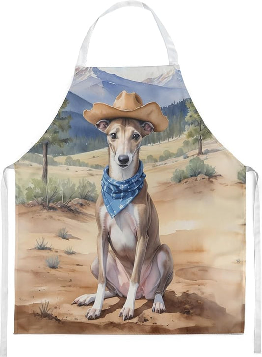 Caroline's Treasures Greyhound Cowboy Welcome Apron Cooking Kitchen Server Baking Crafts Gardening for Adult Women Men, Unisex, Large, Multicolor