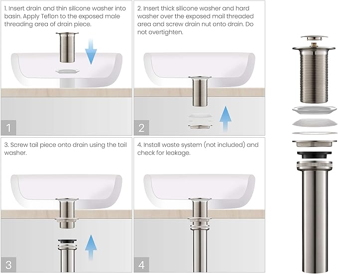 KIBI Waterfall Bathroom Sink Faucet | Single Handle Brass Vanity Faucet with Water Supply Hose | Durable Brass Construction and Smooth Water Flow | Brushed Nickel, KBF1005 (Pop Up Drain Included)