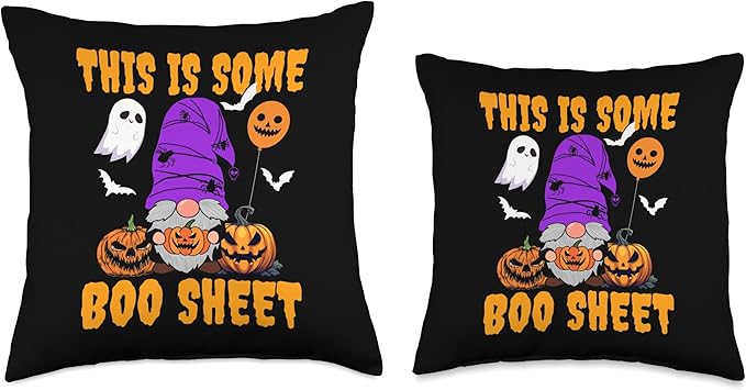 Cute Gnomes.This Is Some Boo Sheet Halloween pumpkins ghosts Throw Pillow