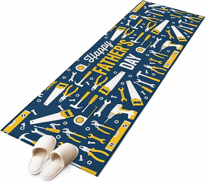 Father's Day Rectangle Rug 2x6 ft Hand Tools Workshop Equipment Soft Area Rug for Living Room Washable Non-Slip Carpet Indoor Mat for Bedroom Dining Room Holiday Decor