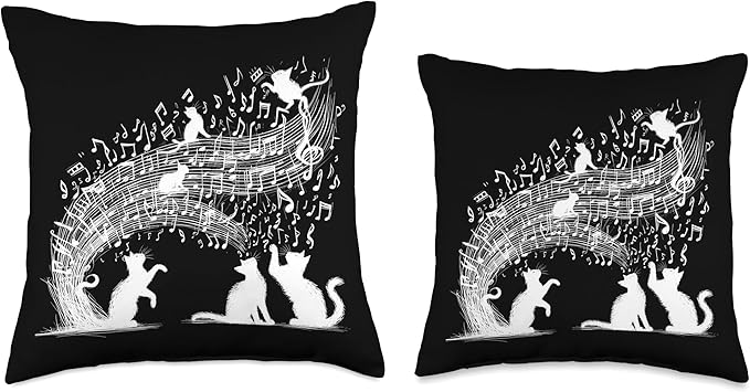 Cat Sheet Music Cute Animals Classic Musician Player Funny Throw Pillow