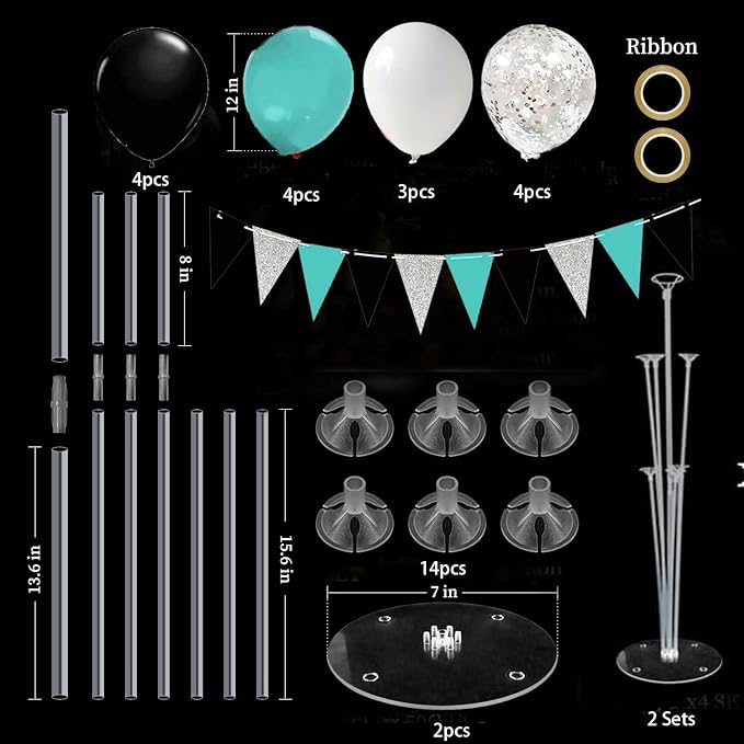Graduation Decorations Teal Turquoise 2026/Teal Graduation Party Teal Black Balloons Table Centerpiece/Turquoise Birthday Decorations