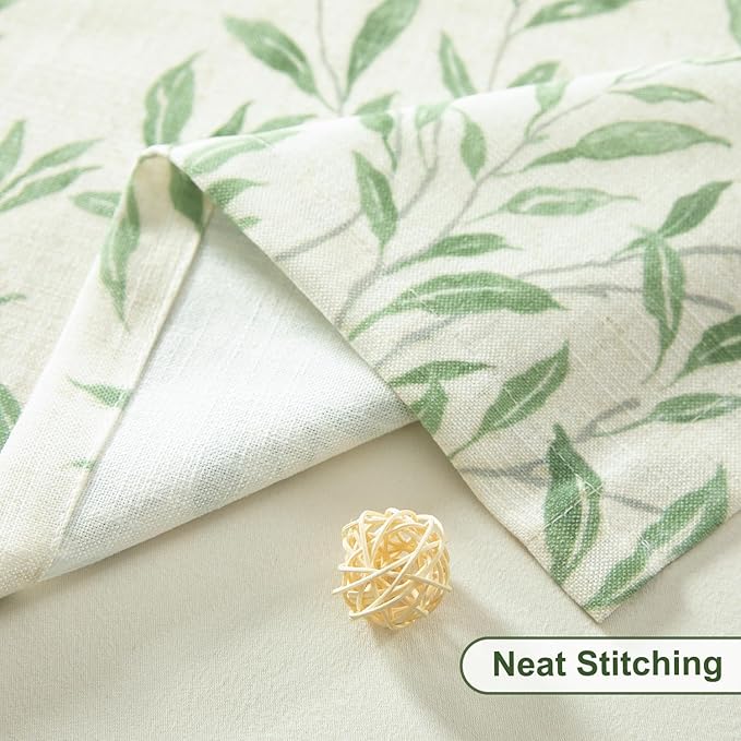 Leeva Windows Valances for Bathroom - Farmhouse Leaves Print Thermal Insulated Short Curtains for Bedroom & Kitchen, 52 x 12, Green, One Panel
