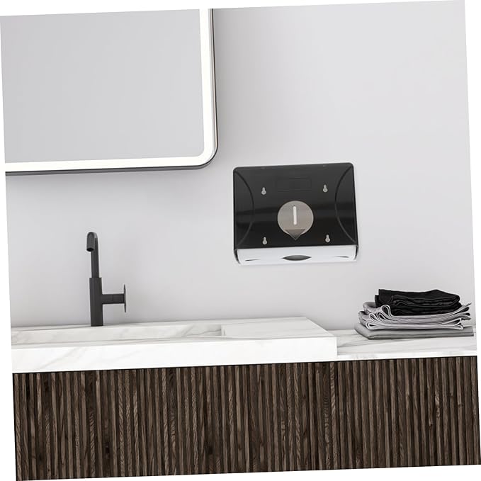 SOLUSTRE Wall Mounted Touchless Paper Towel Dispenser High Capacity Tissue Box for Bathroom Kitchen Hotel Versatile Black for Modern Decor
