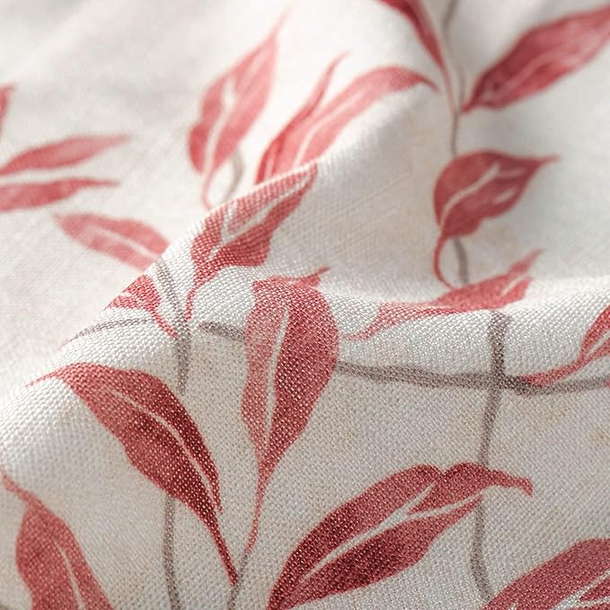 VOGOL Tier Curtains for Small Windows, Red Leaves Decorative Short Window Treatment for Kids Room Cafe Kitchen Bathroom, 30 x 24, 2 Panels, Rod Pocket