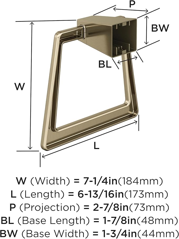 Amerock BH36002BBZ | Golden Champagne Towel Bar | 6-13/16 in (173 mm) Length Towel Holder | Blackrock | Hand Towel Holder for Bathroom Wall | Small Kitchen Towel Holder | Bath Accessories