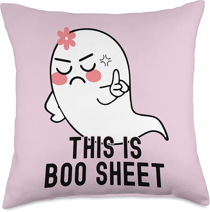 This is Boo Sheet Funny Halloween Ghost Girl Say No Throw Pillow