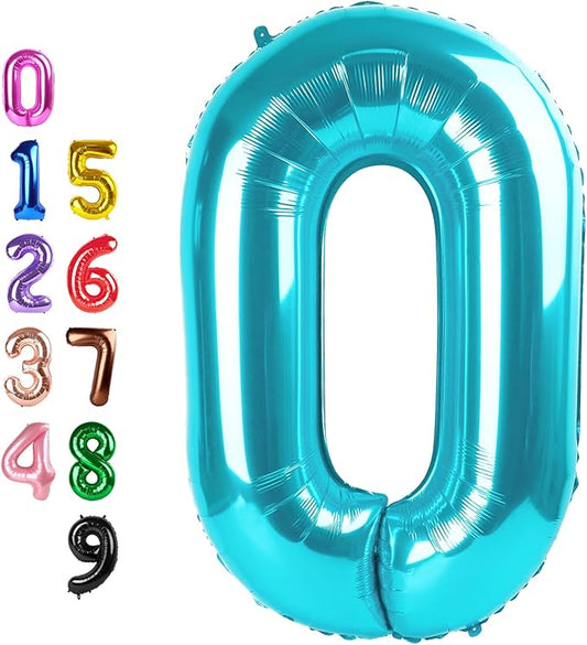 Balloon Numbers 40 Inch Big 0 Light Blue Balloon Numbers for Birthday Decoration, Baloon for 10 20 30 40 100 2025 Graduation Decor Wedding Anniversaries Party