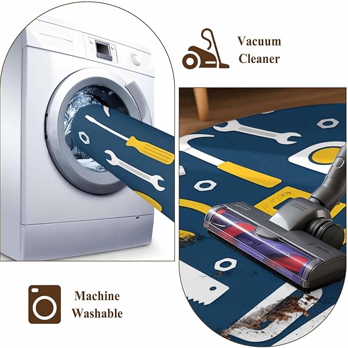Father's Day Round Rug 4 ft Hand Tools Workshop Equipment Soft Area Rug for Living Room Washable Non-Slip Carpet Indoor Mat for Bedroom Dining Room Holiday Decor