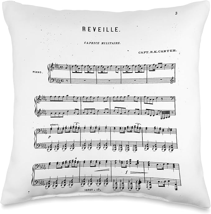 Reveille Sheet Music Throw Pillow