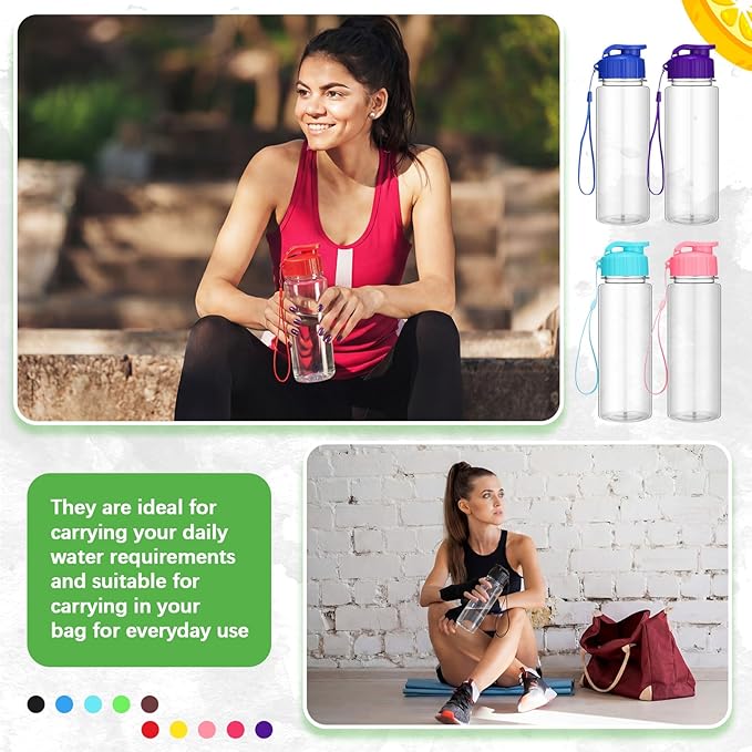 Mifoci 72 Pieces Water Bottle Bulk 17 oz Plastic Water Bottles Bulk Gym Sports Adults Reusable Large Bottles with Leak Proof Flip Top for Party Outdoor (Clear,Multicolor)