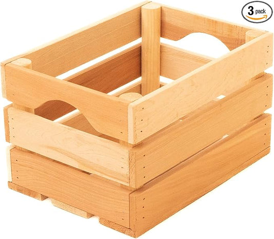 VINTAYARD Rustic Wood Crates for vintage decorative display, Small Crate set for storage and farmhouse style decor, wooden boxes made from 100% Wood (Small Set of 3)