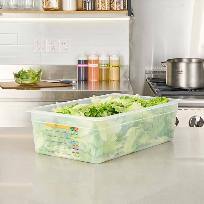 Restaurantware Food Storage Container 10 Pack of 20.7 x 12.6 x 5.9 Inches Plastic Stackable Storage Box White Reusable Label Container Dishwasher Safe For Restaurants And Kitchens