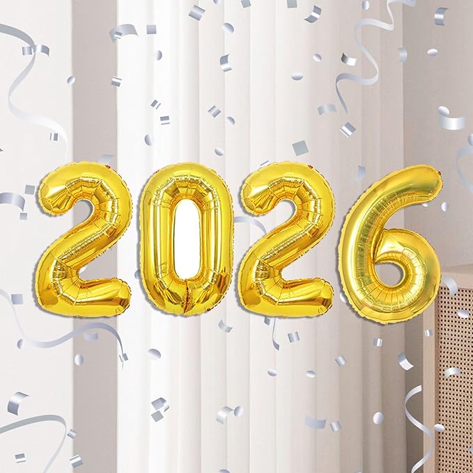 16 Inch 2026 Balloons Number 2026 Foil Balloons for New Years Eve Party Supplies Anniversary Party Graduation Decorations Home Office Decoration, Gold
