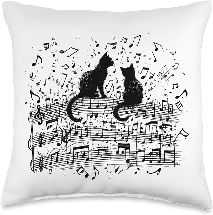 Cat Sheet Music Cute Animals Classic Musician Player Funny Throw Pillow