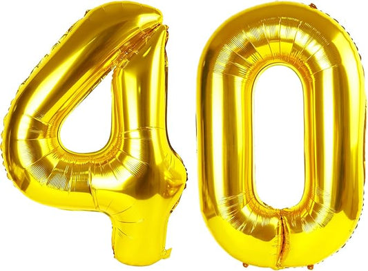 40th Birthday Decorations Woman, Number 40 Balloons Baloons Party Decoration, Big 40 Inch Gold Party Decorations for Women Men, Wedding, Anniversaries, Celebration Party, Graduation