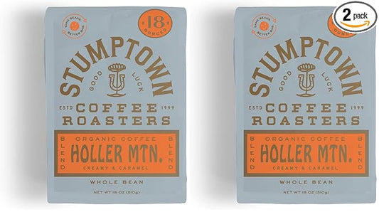 Stumptown Coffee Roasters, Medium Roast Organic Whole Bean Coffee - Holler Mountain 18 Ounce Bag with Flavor Notes of Citrus Zest, Caramel and Hazelnut (Pack of 2)