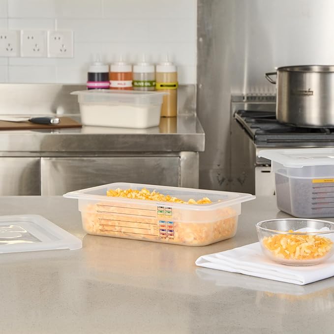 Restaurantware Food Storage Container 10 Pack of 10.3 x 6.2 x 2.5 Inches Plastic Stackable Storage Box White Reusable Label Container Dishwasher Safe For Restaurants And Kitchens