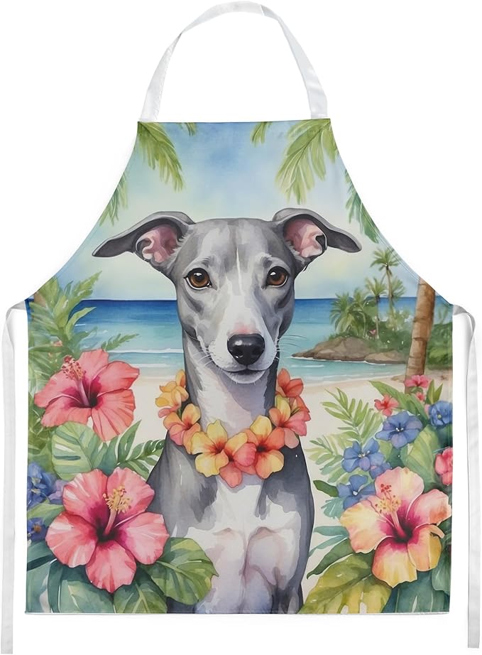 Caroline's Treasures Whippet Luau Apron Cooking Kitchen Server Baking Crafts Gardening for Adult Women Men, Unisex, Large, Multicolor