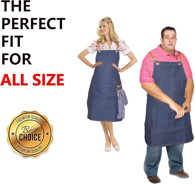 Grilling Apron Set Include 1 BBQ Glove, 1 Bottle Opener, 1 Towel and 1 Denim Apron for Chef Kitchen BBQ Grill, Nice Fathers Day or Dad Birthdays Gifts