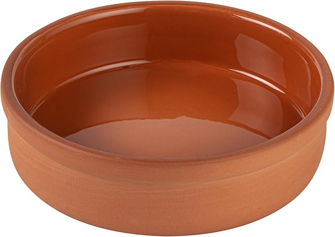 Restaurantware-Terra Tek 8.8 Ounce Terracotta Cazuelas, 2 Brown Glazed Clay Pots For Cooking - Oven-Ready, Microwavable, Terracotta Serving Pots, Dishwashable, For Cooking And Serving
