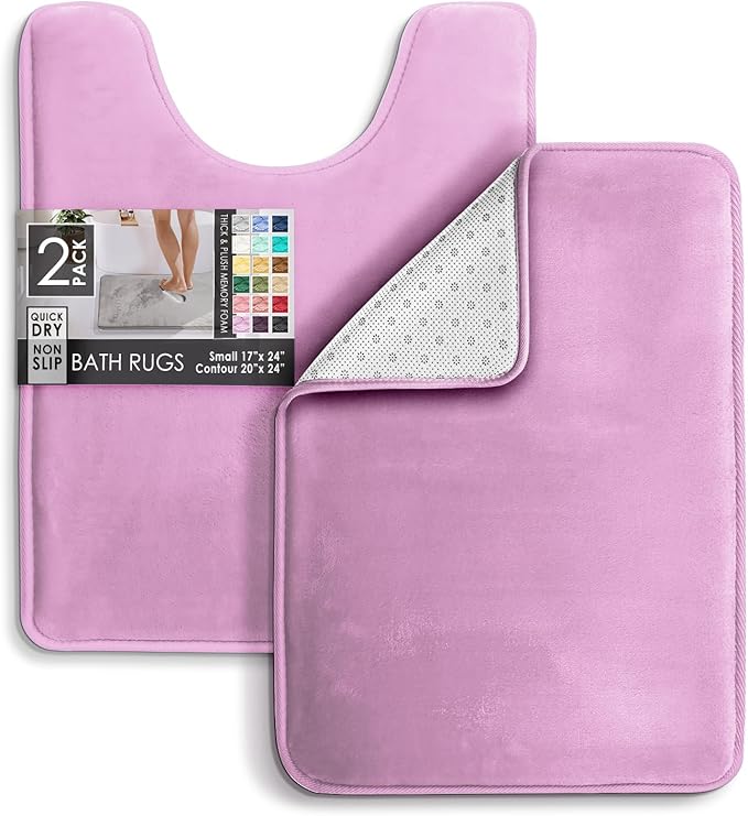 Clara Clark Bathroom Rugs, Velvet Memory Foam Bath Mat, Non-Slip Bath Rugs, Machine Wash, Dries Quickly, Ultra Soft Plush Bath Mats for Bathroom,