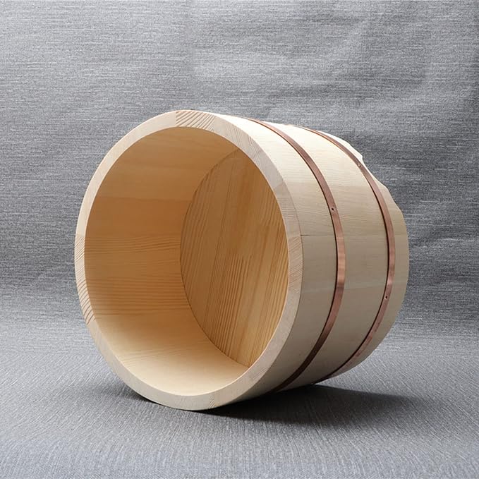Sushi Rice Bowl with Lid Japanese Traditiol Wooden Hangiri Sushi Oke Sushi Rice Mixing Tub for Sushi Restaurant Kitchen 27x21.5x31cm (33x26x37cm)
