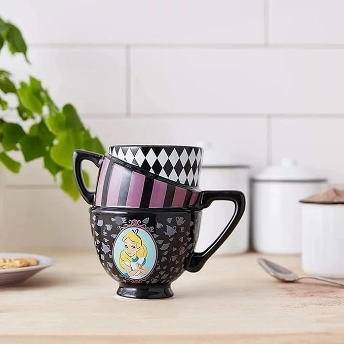 Silver Buffalo Disney Alice in Wonderland Stacked Teacup 3D Sculpted Ceramic Coffee Mug, 20 Ounces