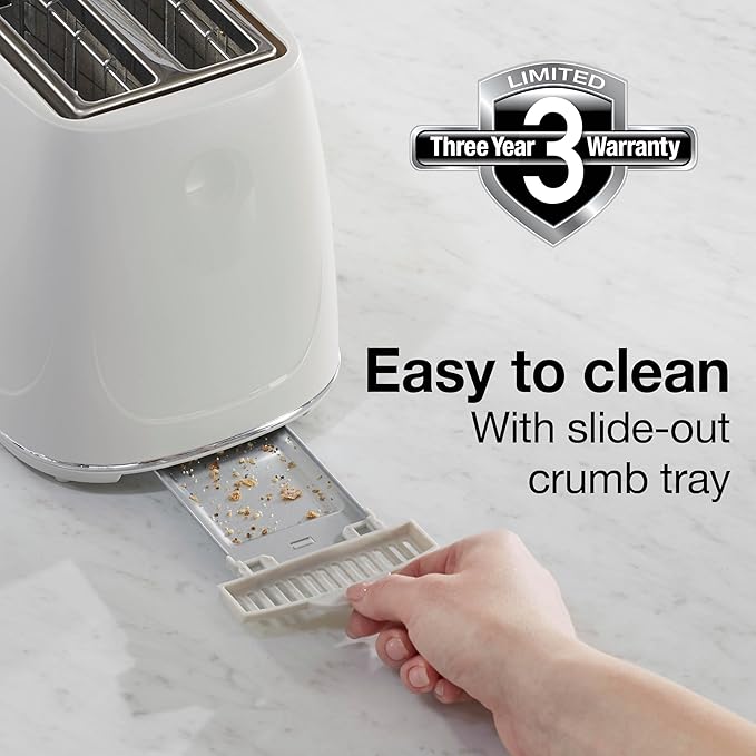 Proctor Silex Plastic 2 Slice Toaster, Bagel, Defrost & Cancel Buttons, Browning Control With 7 Shades, Auto Shutoff, Slide-Out Crumb Tray, Oat White (22660)