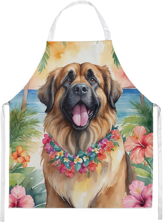 Caroline's Treasures Leonberger Luau Apron Cooking Kitchen Server Baking Crafts Gardening for Adult Women Men, Unisex, Large, Multicolor