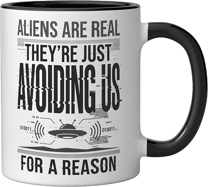 Aliens UFO Space Sci Fi Believer Extraterrestrial Ceramic Mug, Black/White