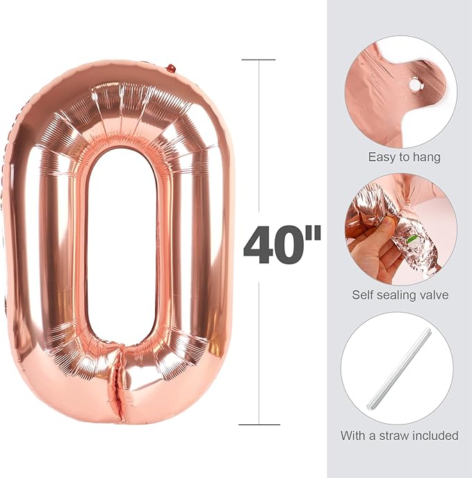 13 Balloon Number for Boys Girls, 40 Inch Number Balloons, Rose Gold Ballons Decoration for 13 31 Birthday Party, Wedding Anniversaries, Graduation