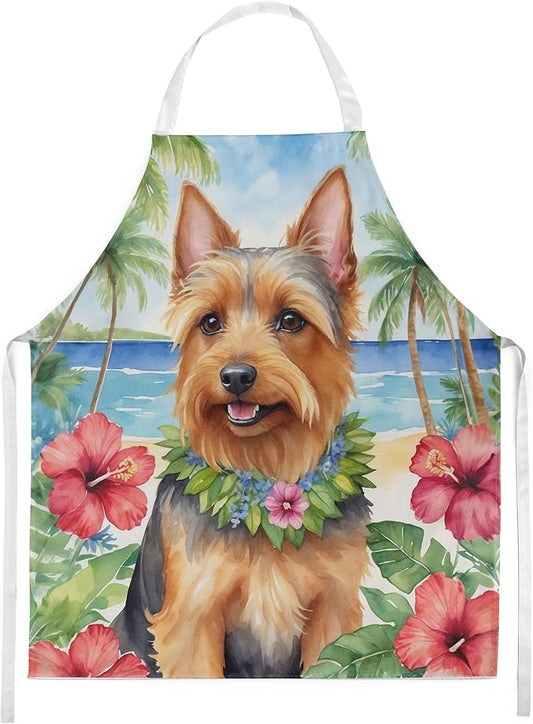 Caroline's Treasures Australian Terrier Luau Apron Cooking Kitchen Server Baking Crafts Gardening for Adult Women Men, Unisex, Large, Multicolor
