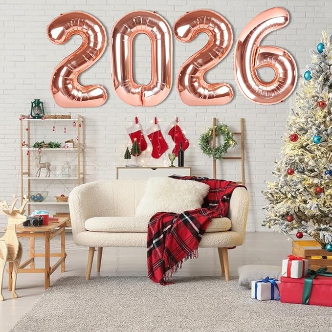 2026 Numbers Rose Gold Balloon, 40 Inch Balloon, New Years Eve Decorations, Balloons for New Years Eve Party Supplies 2026, Graduation Decoration, 2 6 20 26 Birthday Parties