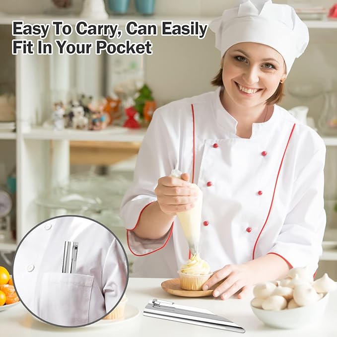 Table Crumb Sweeper, Crumb Sweeper for Tablecloth, Crumb Scraper Cumb Catcher on Table, Server Tools Stainless Steel Crumbers for Servers, Waiters and Waitresses (1 PACK, Pure Silver)
