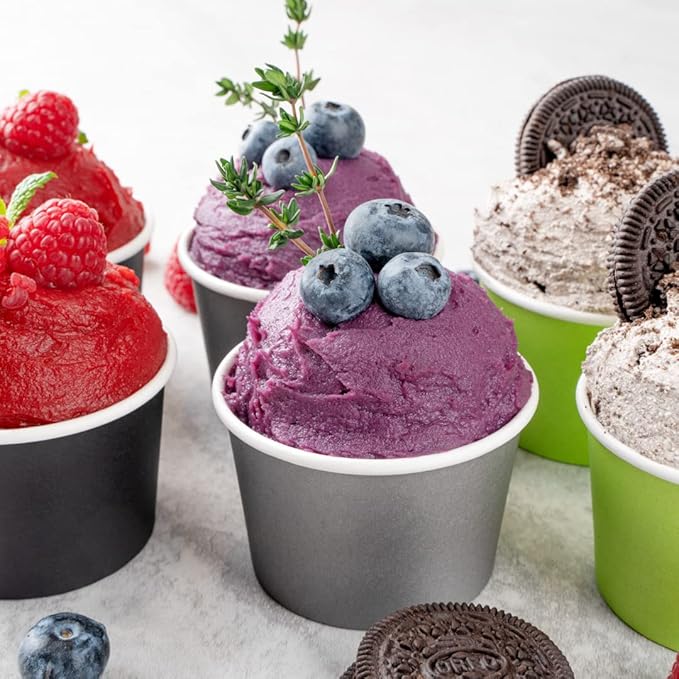 Coppetta 4 Ounce Dessert Cups, 200 Disposable Ice Cream Cups - Lids Sold Separately, Heavy-Duty, Gray Paper Frozen Yogurt Bowls, For Hot And Cold Foods, Perfect For Gelato Or Mousse - Restaurantware